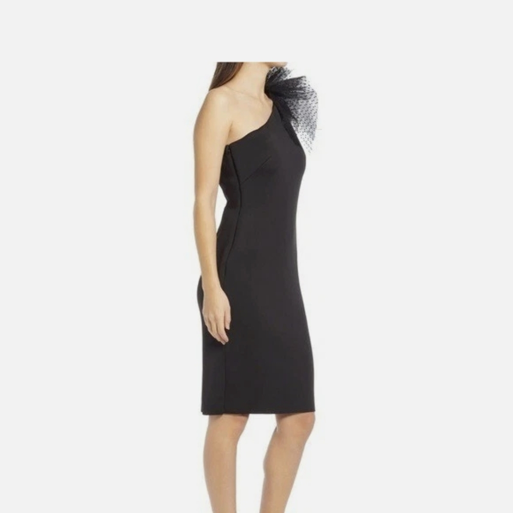 NWT Eliza J Elegant Black One-Shoulder Dress